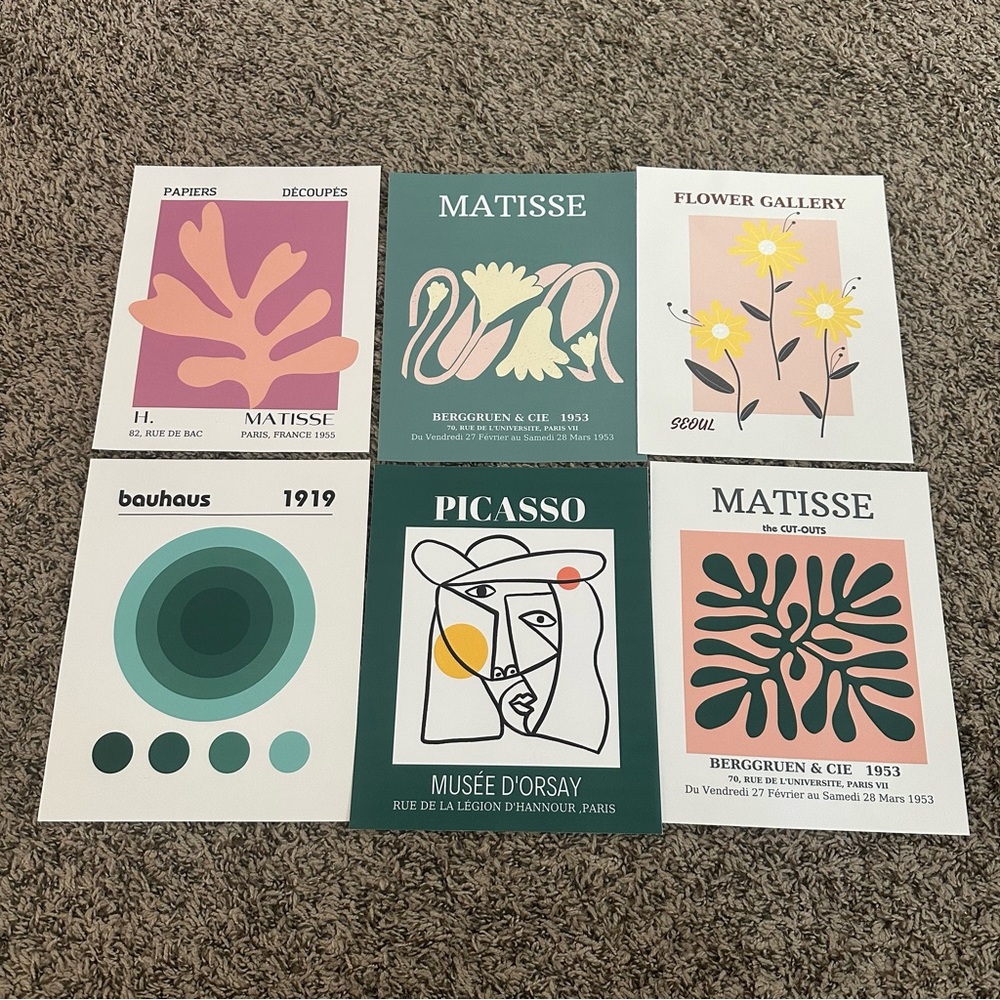 Art Print Set with Abstract and Floral Designs